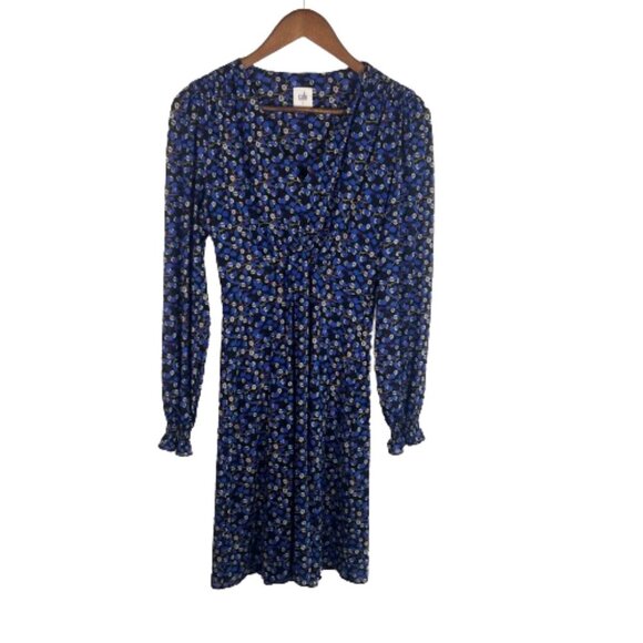 Cabi Womens The Ten Ditzy Floral Dress Size S Royal Blue Feminine Dark Romantic - Picture 1 of 15